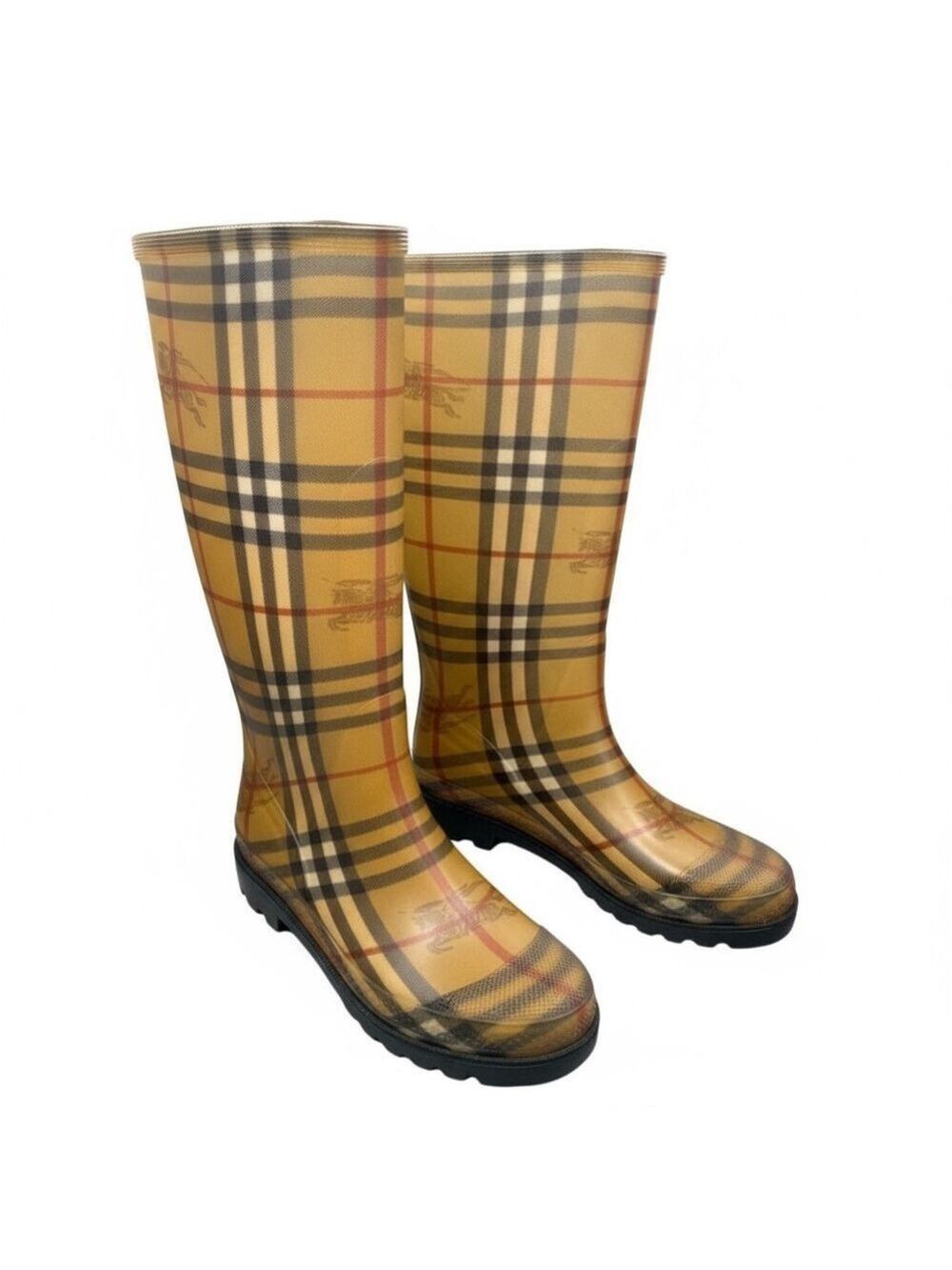Women's Burberry House Check Pattern /Mid- Calf Rubber Rain Boots/Womens Size 37 - Picture 3 of 10